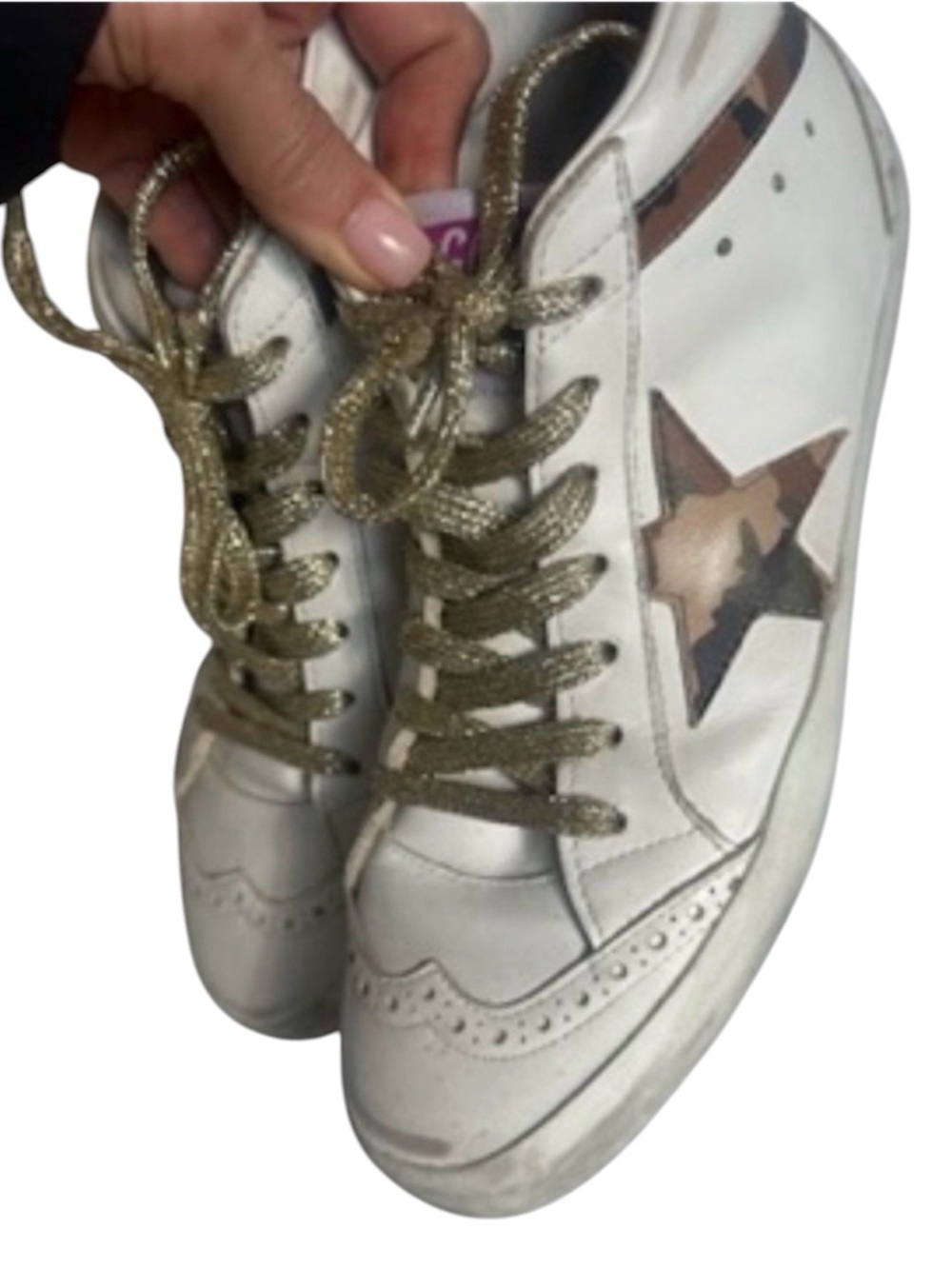 Golden goose White Sneakers with Camouflage and Pink Accents. Like new  size 37 - Picture 5 of 6
